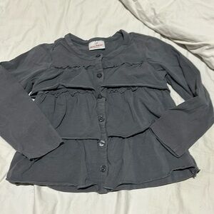 Hanna Andersson 110 5 charcoal cotton ruffled layered cardigan guc lightweight